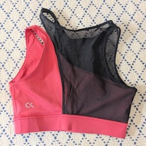 Calvin Klein Women's Pink and Black Mesh Sports Bra Size XS/S